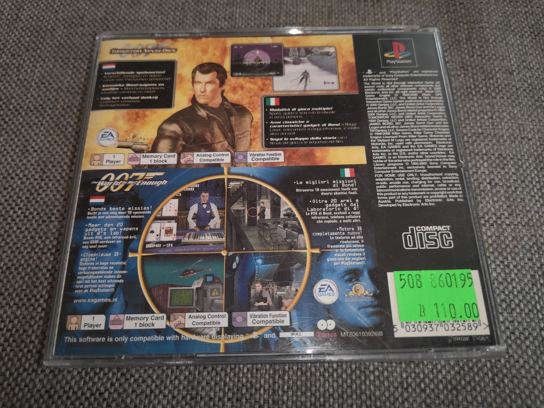 2 Games 007 Bond Tomorrow Never Dies, World is not Enough PSX PS1 gry