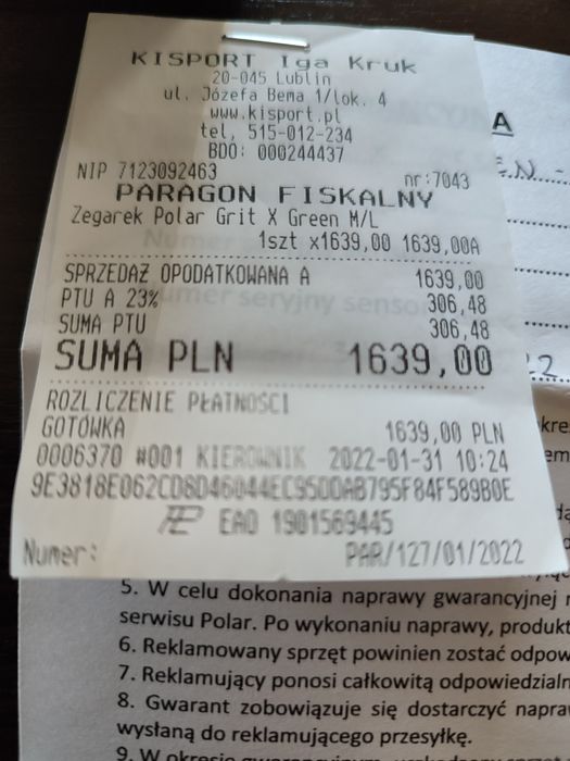 Sprzedam zegarek Polar Grit x