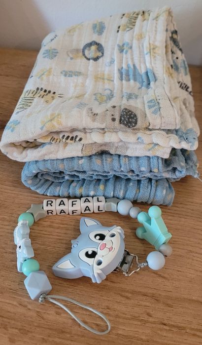 Zawieszka do smoczka RAFAŁ i 2 pieluszki
