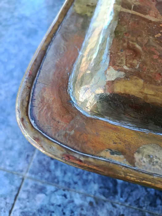Tabuleiro Persa khurasan Cerimônia Séc XVIII Latão Cobre Prata 40 cm