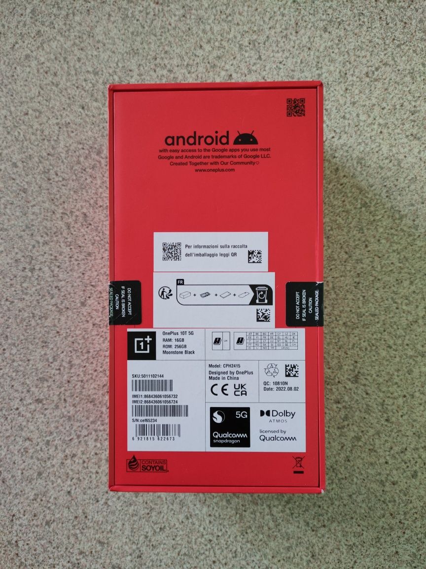 OnePlus 10T 5G 16/256Gb Moonstone Black EU. Гарантія