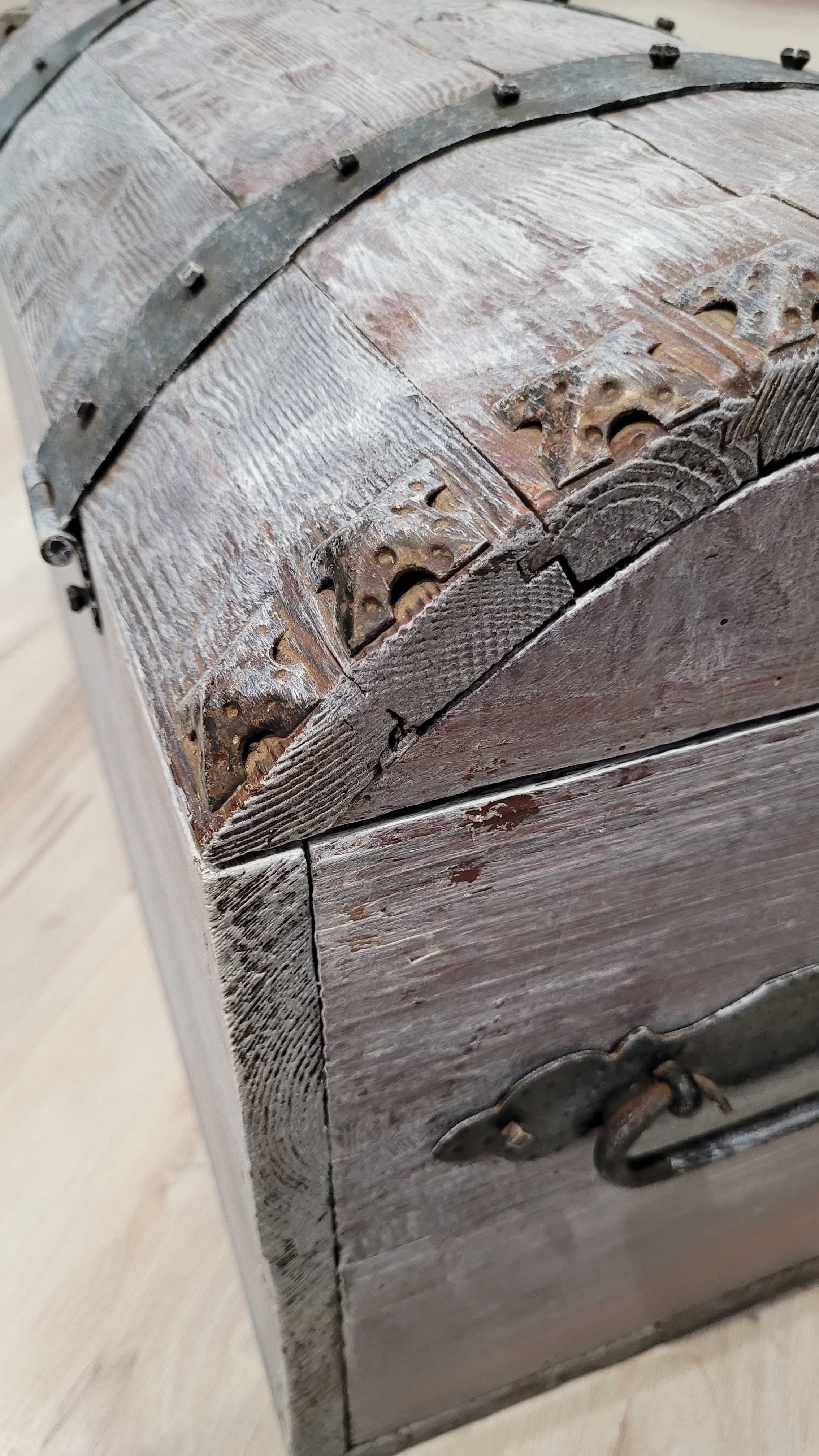 Skrzynia Duży Kufer Piracki ANTYK Francja Korsyka UNIKAT!