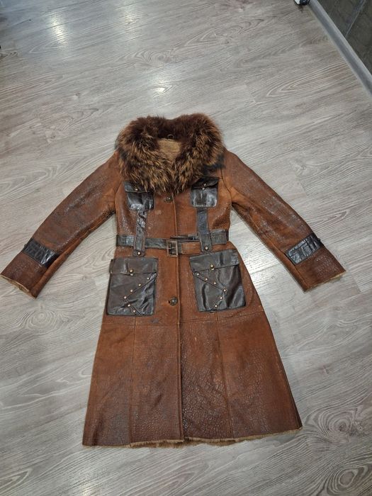 Дублянка натуральна з єнотом | жіноча | тепла | M–L