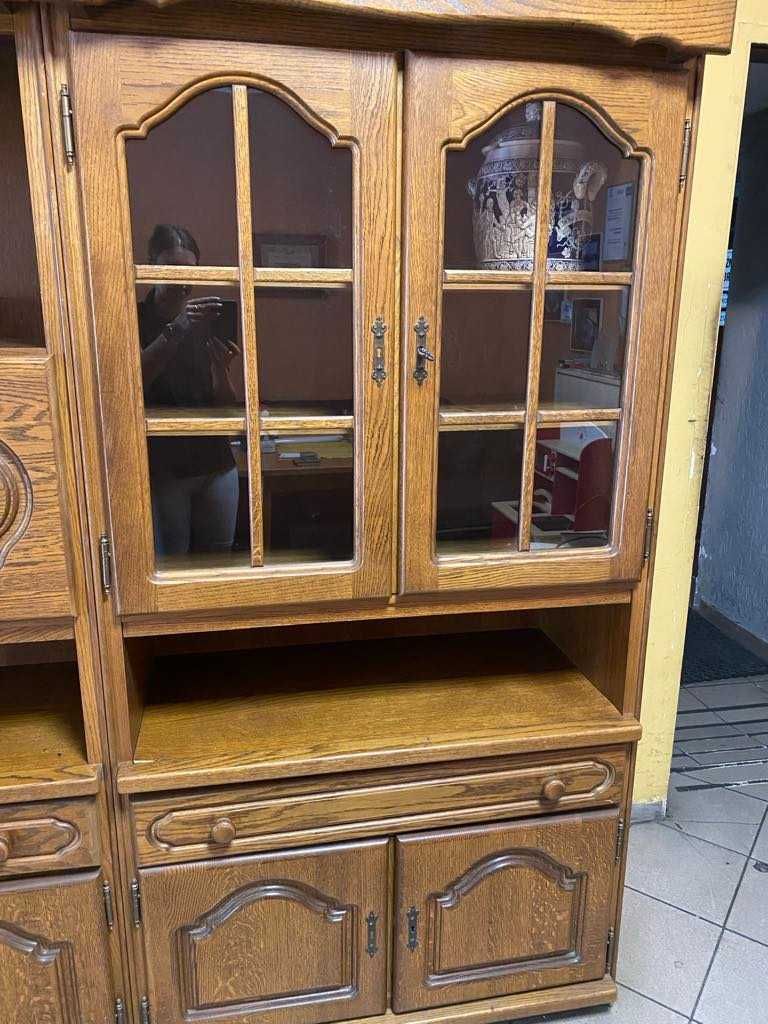 Meblościanka podświetlana meble do salonu pokoju kolor dąb rustikal