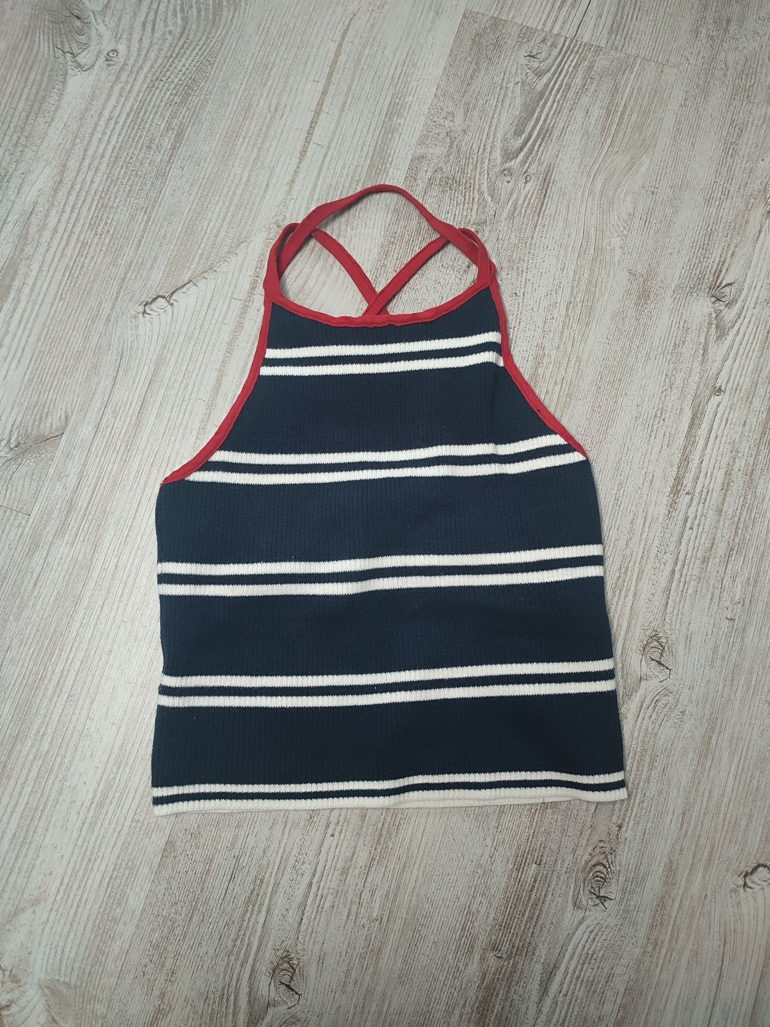 Hollister M 38 bluzka damska crop top ramiączka paski lato krótka