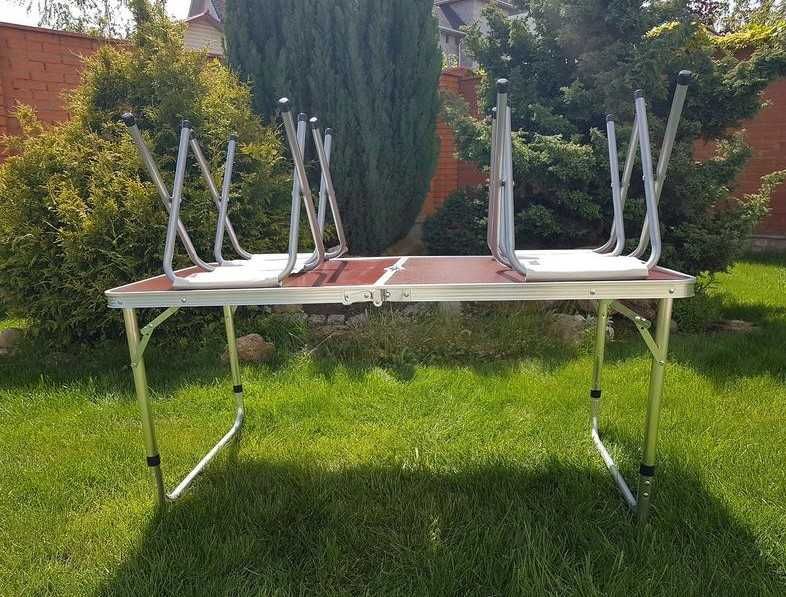 Стол алюминиевый раскладной для пикника + 4 стула