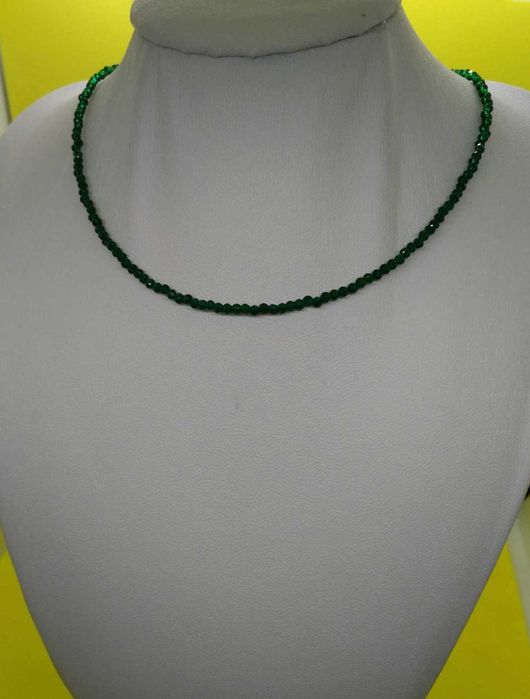 Colar Contas Vidro Facetadas e Brilhantes Verde NOVO - SALDO