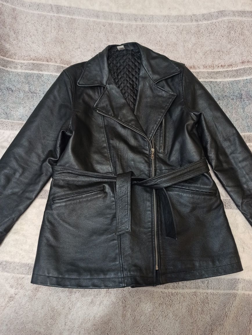 Шкіряна куртка косуха M-L-XL 38-40-42 натуральна кожа шкіра подовжена