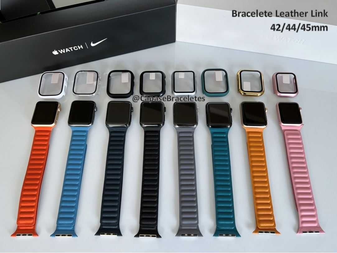 Bracelete Leather Link para Apple Watch 42/44mm