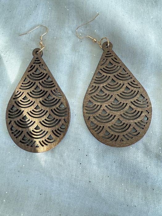 Drewniane eco kolczyki dlugie wiszace