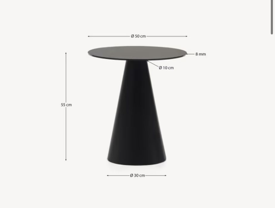 Mesa de apoio Wilshire de vidro preta Kave Home