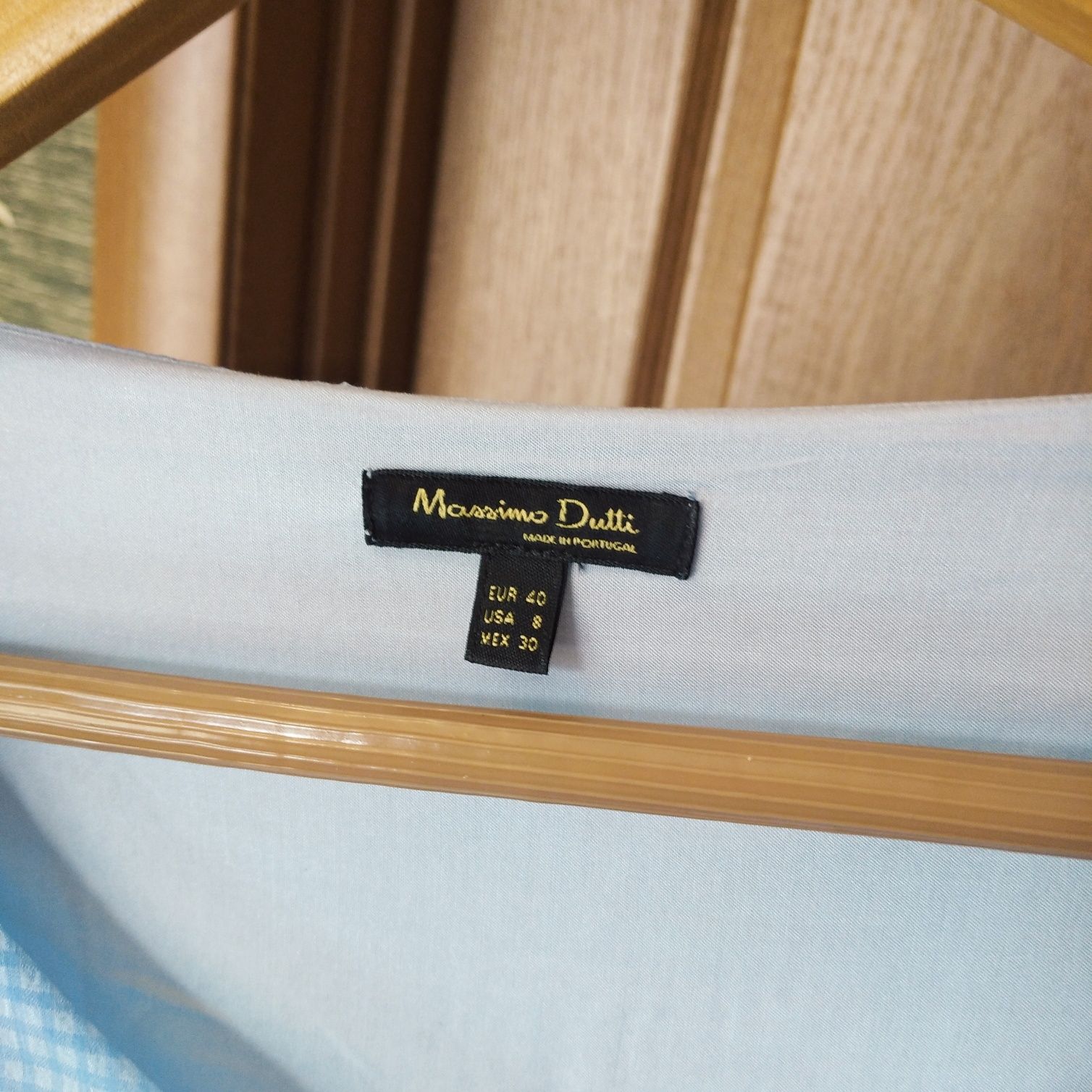 Блакитна блуза Massimo Dutti M з мереживом сорочка