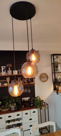 Lampa wisząca kule szklane, retro, stan idealny + żarówki retro