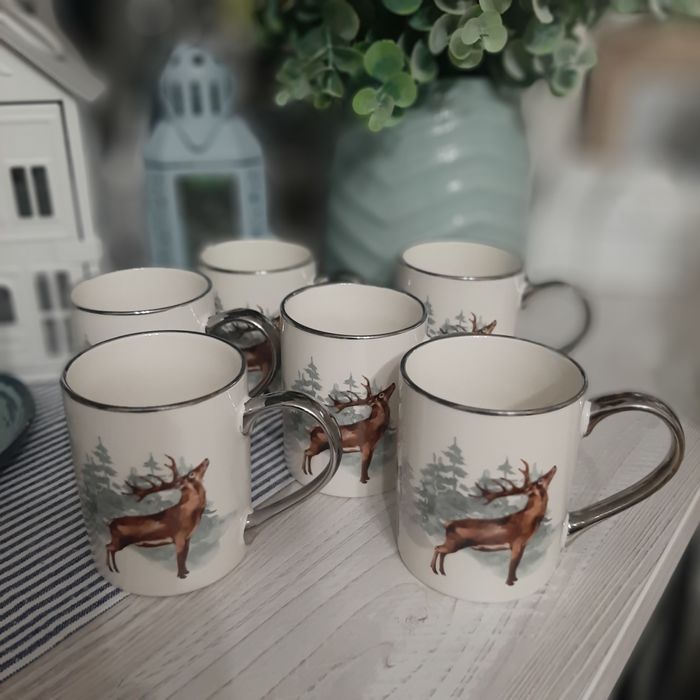 6 szt. Kubki ,,Home and you" Boże Narodzenie, jak nowe, kubek zima