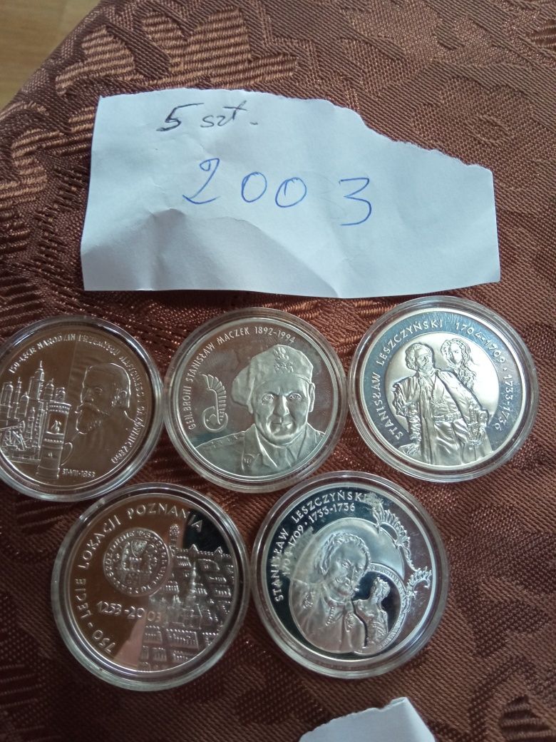 Monety 1999 do 2003 okolicznościowe srebrne 10 zł  10 szt