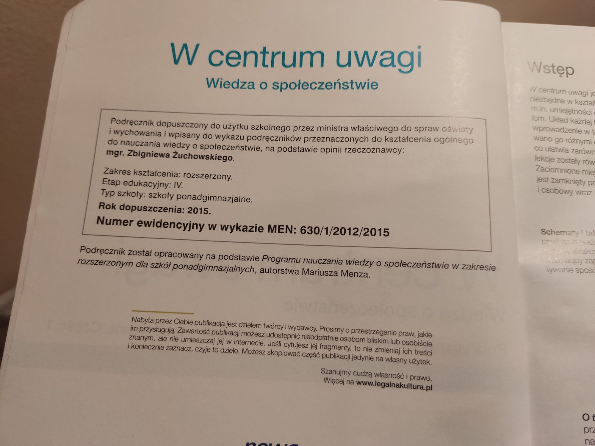 Podręcznik Wos W centrum uwagi 1 część zakres rozszerzony Nowa Era