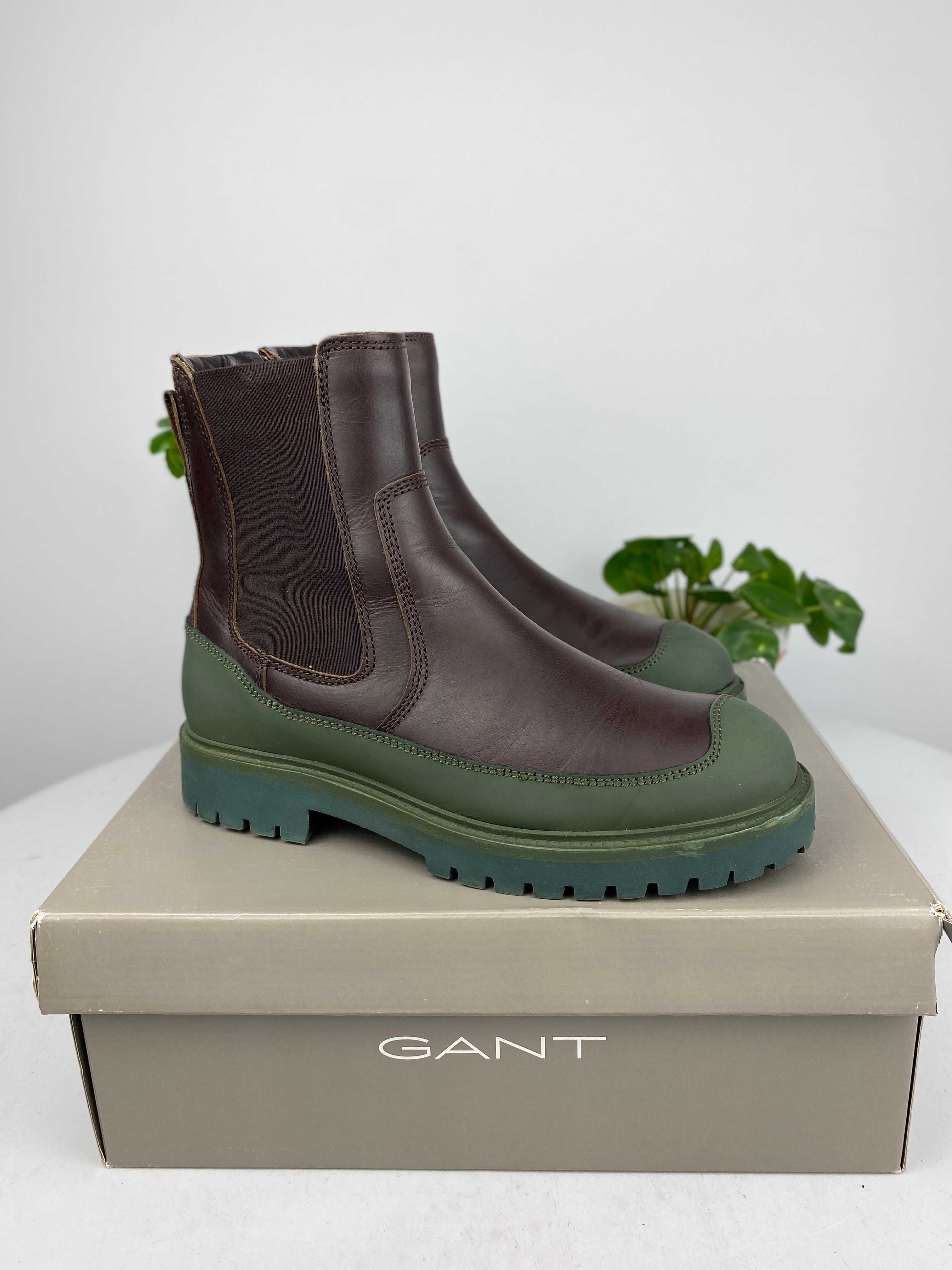 brązowe zielone buty botki sztyblety gant dalmont r. 39 n46