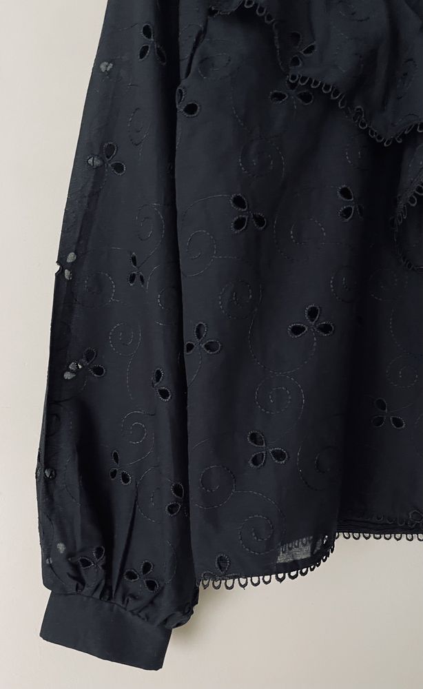 Чорна блуза RESERVED батістова котонова літня блузка черная летняя S M