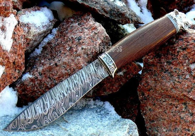 Охотничий нож Волк дамасская сталь - армейский, тактический