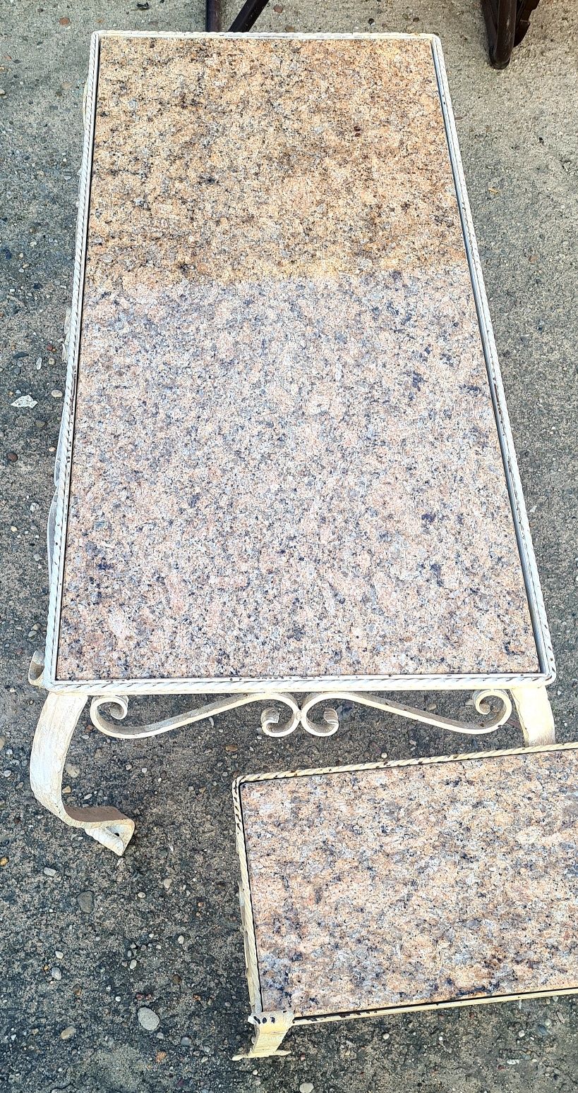 Ława granitowa na kutym stelażu do domu jak i ogrodu 100x50 cm