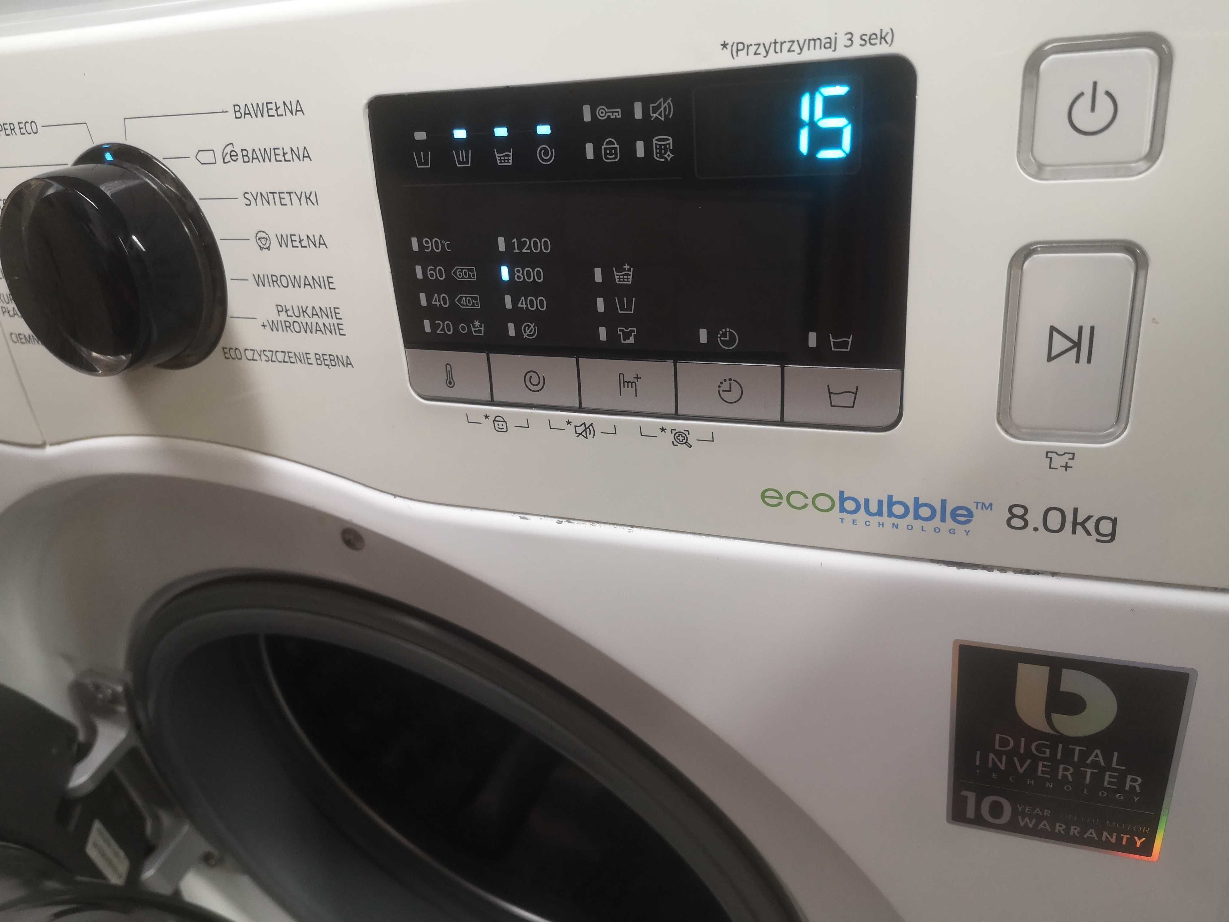 Samsung Ecobubble 8kg,1200 obr,inwerter,krótki program, ADD WASH.A+++