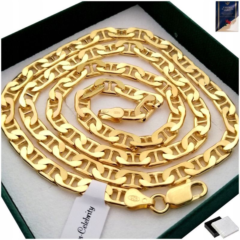 Złoty Łańcuszek Naszyjnik Męski Gucci Szeroki Gruby 925/585 Dla Męża 7