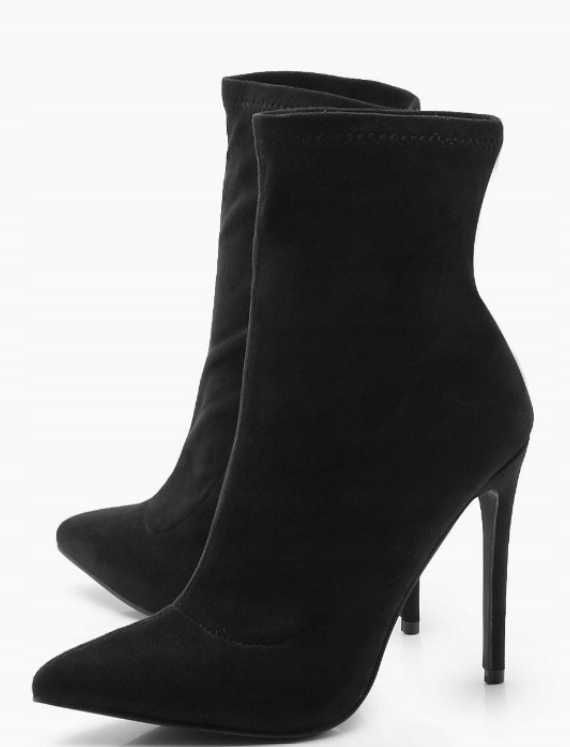 Nowe czarne botki skarpeta Boohoo r. 39
