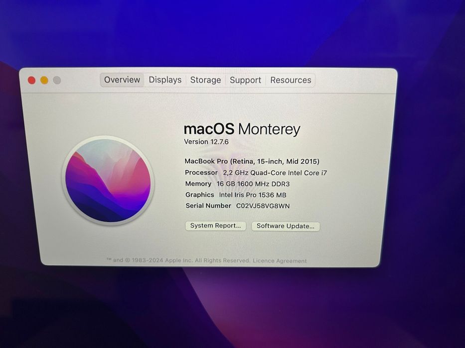 Apple MacBook Pro Retina 15” Mod.2015