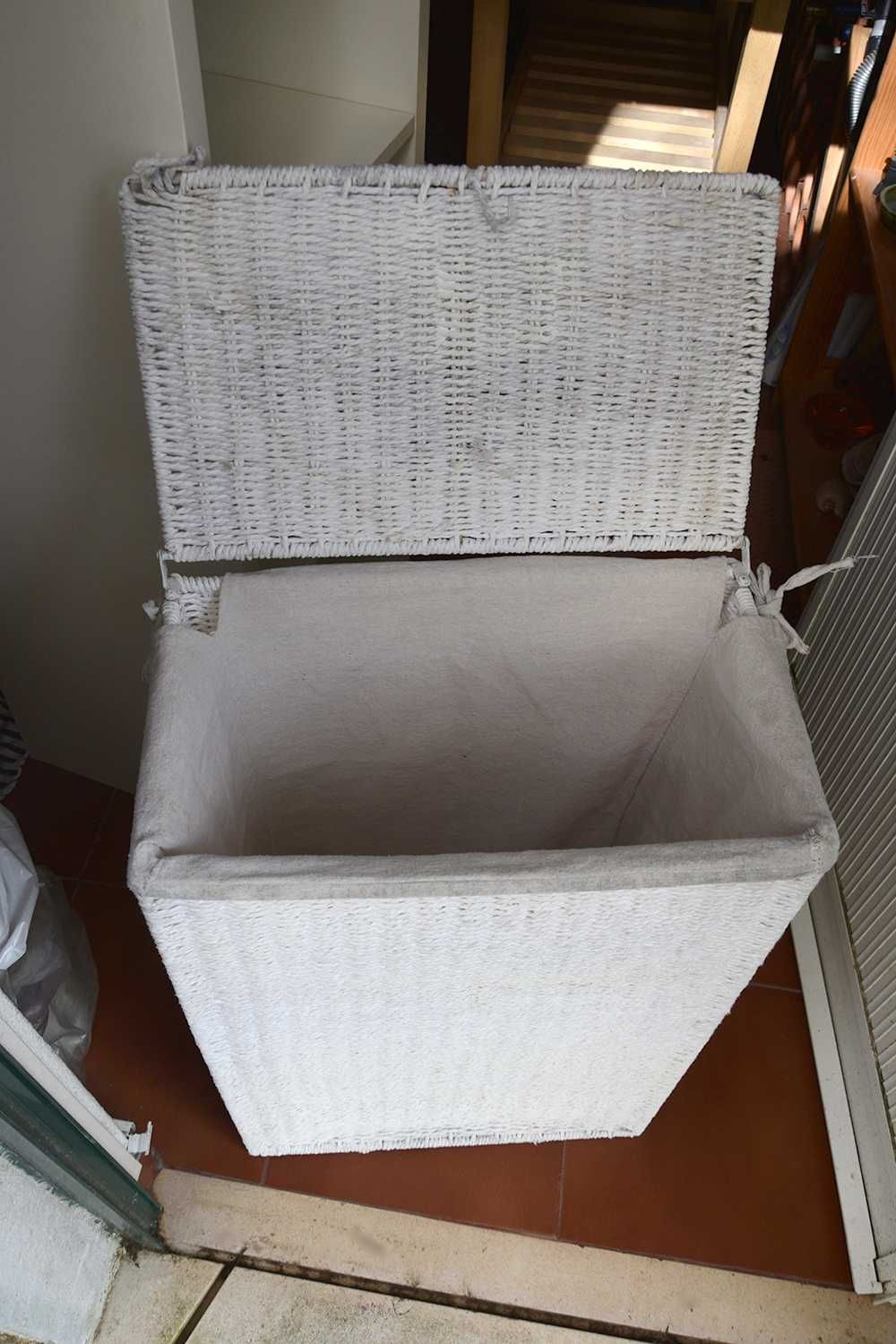 Cesto Roupa Branco Retangular