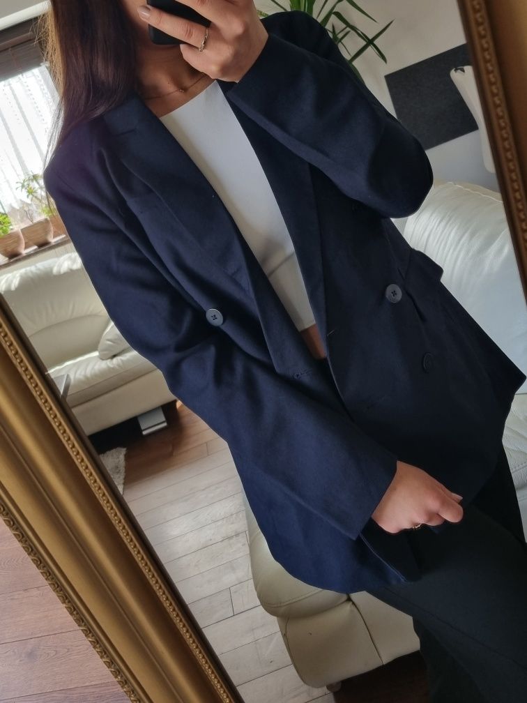 Granatowa elegancka marynarka żakiet Sinsay r. S