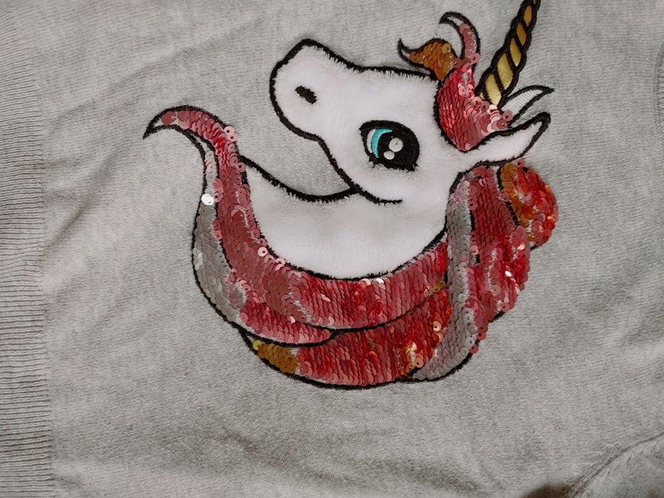 Sweterek jednorożec odwracane cekiny h&m 110 116