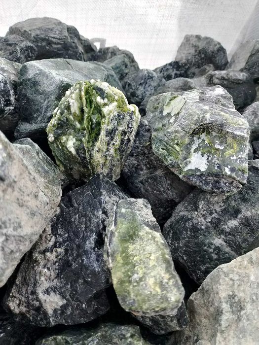 Grys/ Otoczak/ Gabion zielony Serpentynit...Kamienie Ozdobne z Brzegu