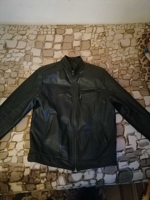 Kurtka skórzana męska, kolor czarny, używana