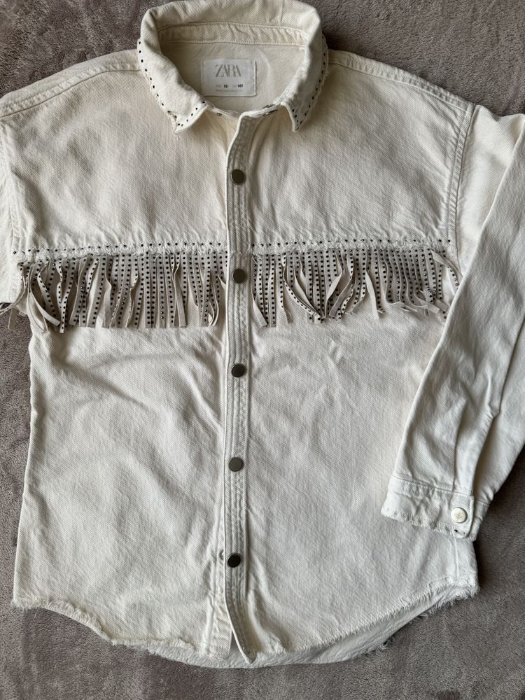 Джинсова сорочка з бахромою, Zara, розмір 140