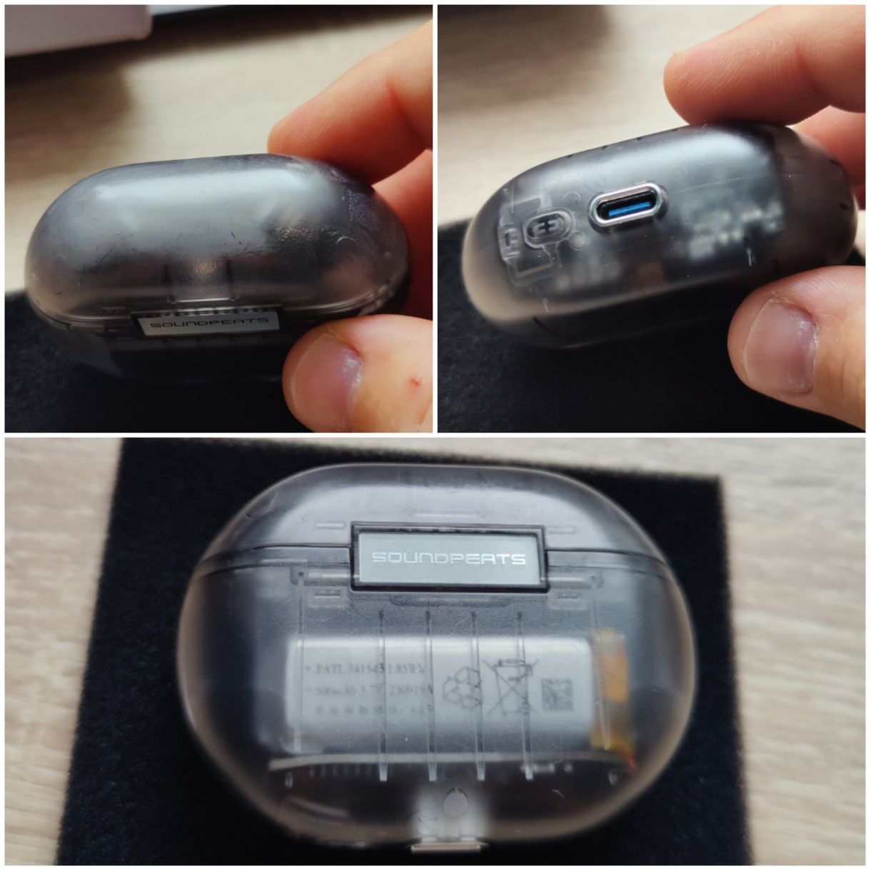 Soundpeats Capsule 3 Pro Transparentne Czarne 6 mikrofonów ANC zestaw