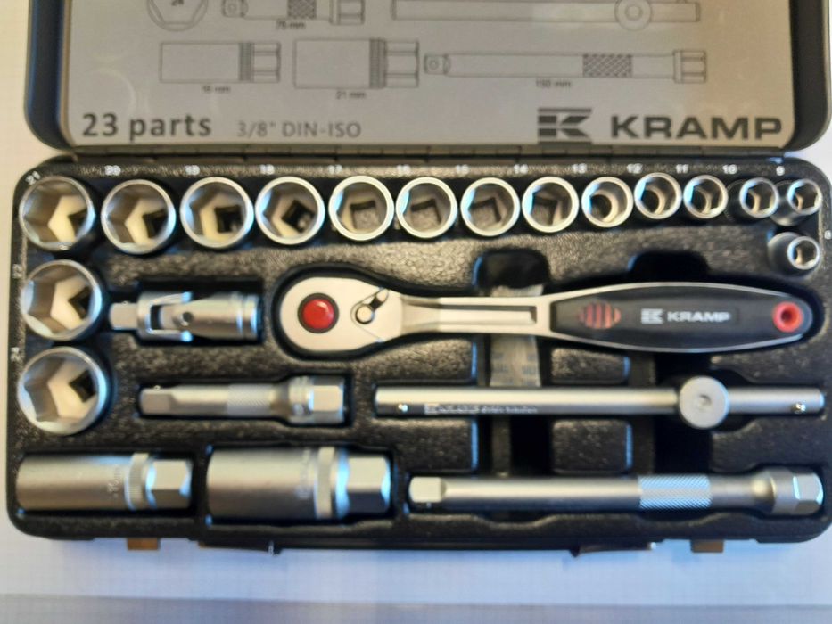 Zestaw kluczy nasadowych 3/8” 23 elementy KRAMP GRENE NOWE