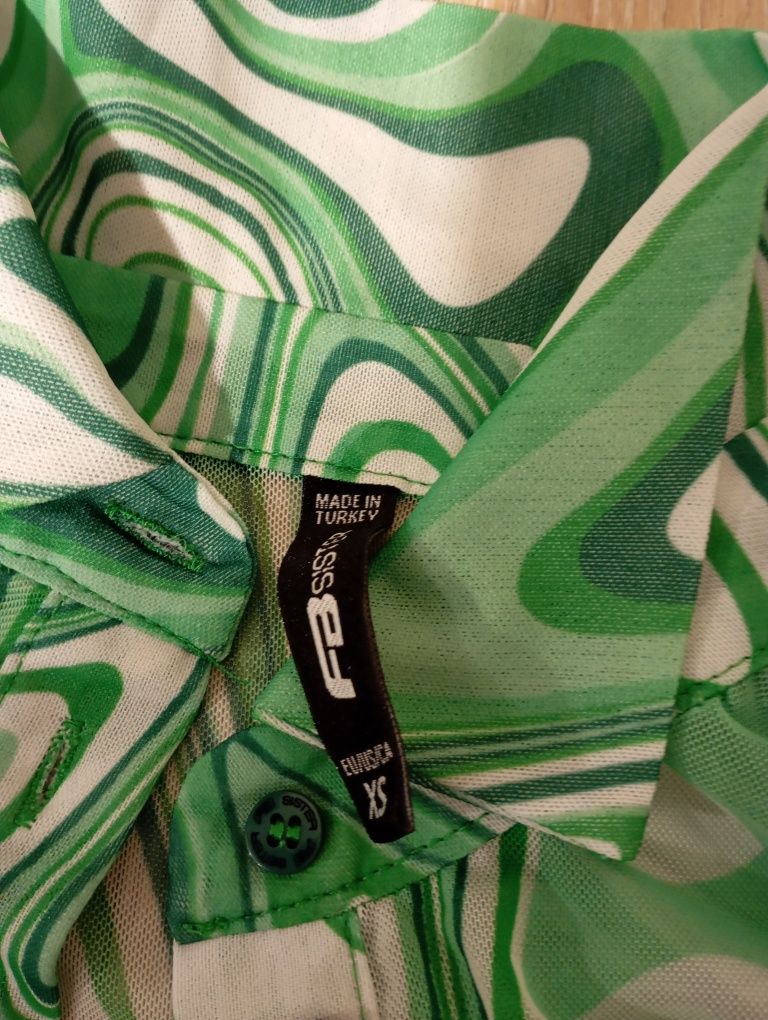 Zielony top koszula siateczkowa marmur rozmiar XS. Nowy bez metki