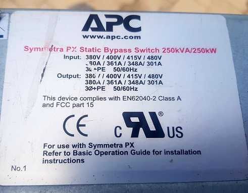 Zasilacz UPS APC Symmetra PX 250kW Static Switch 250kVA 250kW NOWY