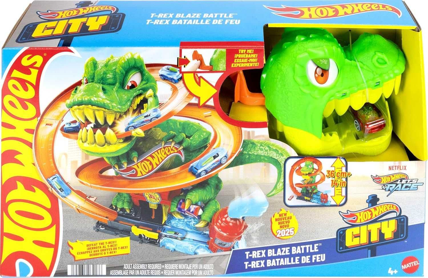 ОРИГИНАЛ! Трек Хот вилс Атака огненного Ти-Рекса Hot Wheels City T-Rex