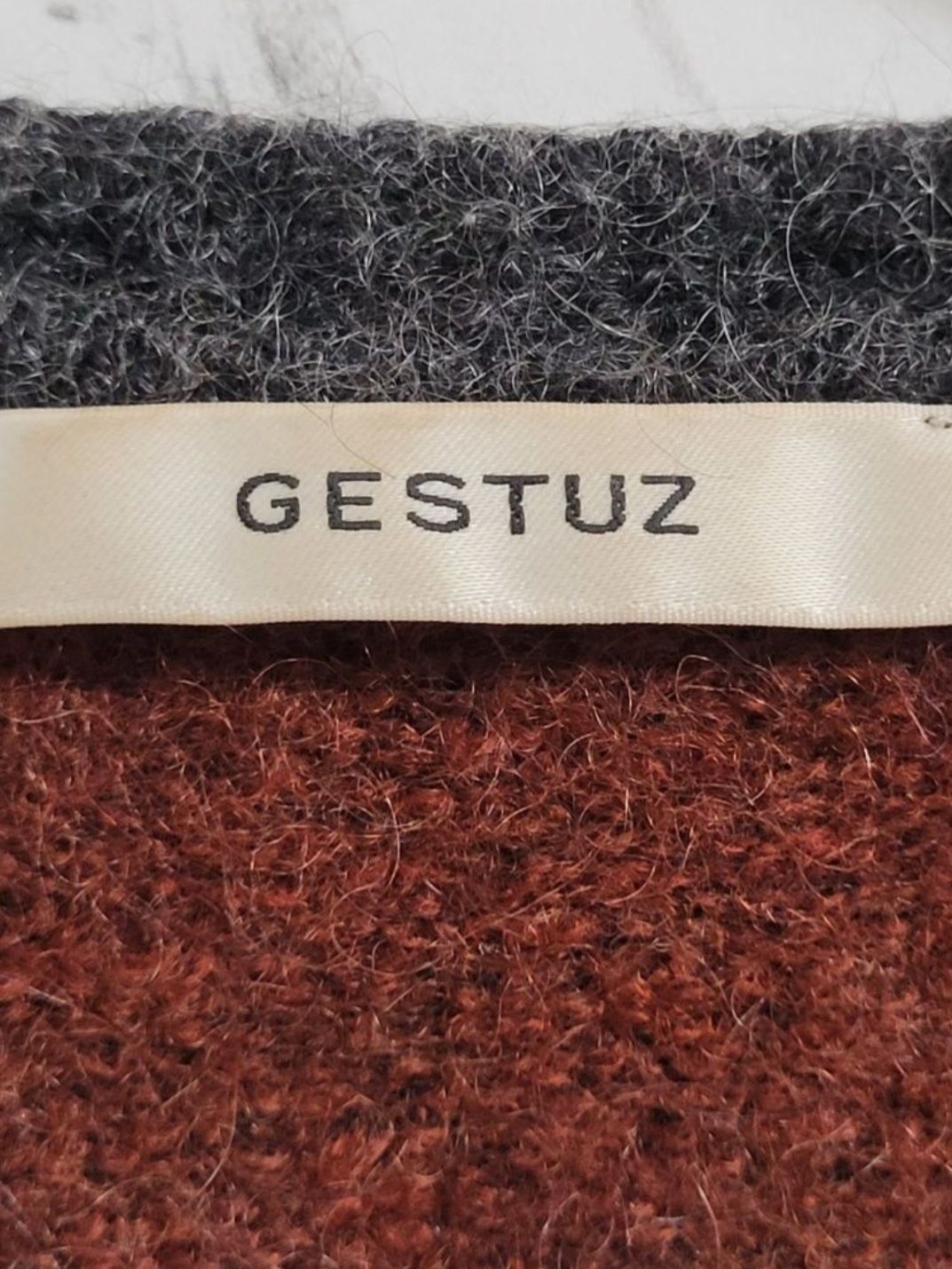 Ciepły wełniany sweter w paski scandi premium moher wełna styl preppy