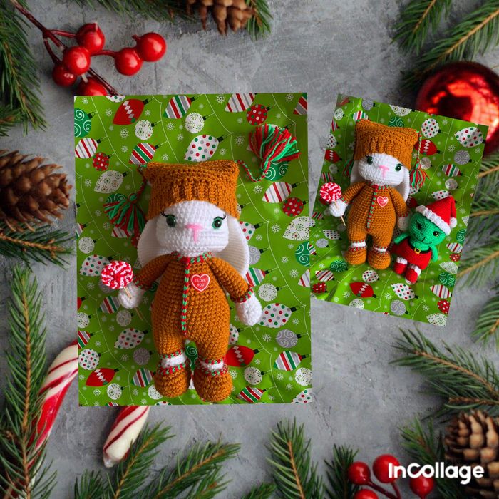 Вʼязана іграшка зайка Зимуля