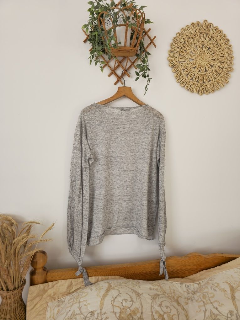 Luźny cienki sweterek Zara L XL oversize, szary