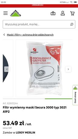 Pochłaniacz gas filter secura komplet 2szt nowe