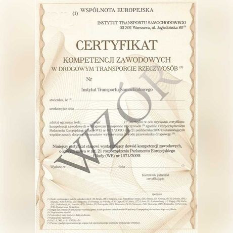 Certyfikat Kompetencji Zawodowych Rzeczy FV Rozliczanie pracy kierowcy