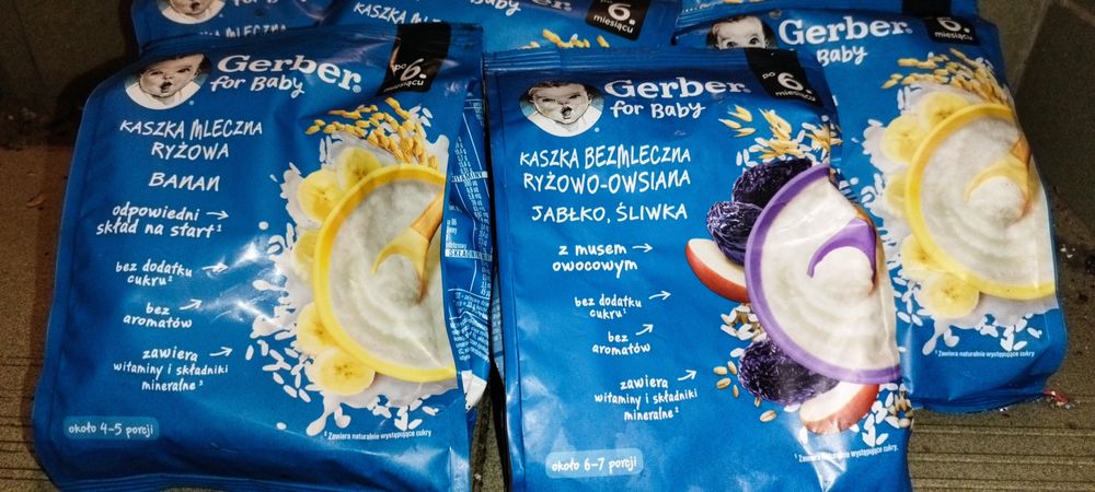 Kaszka Gerber mleczno - ryżowa 10 szt. banan, jabłko, śliwka