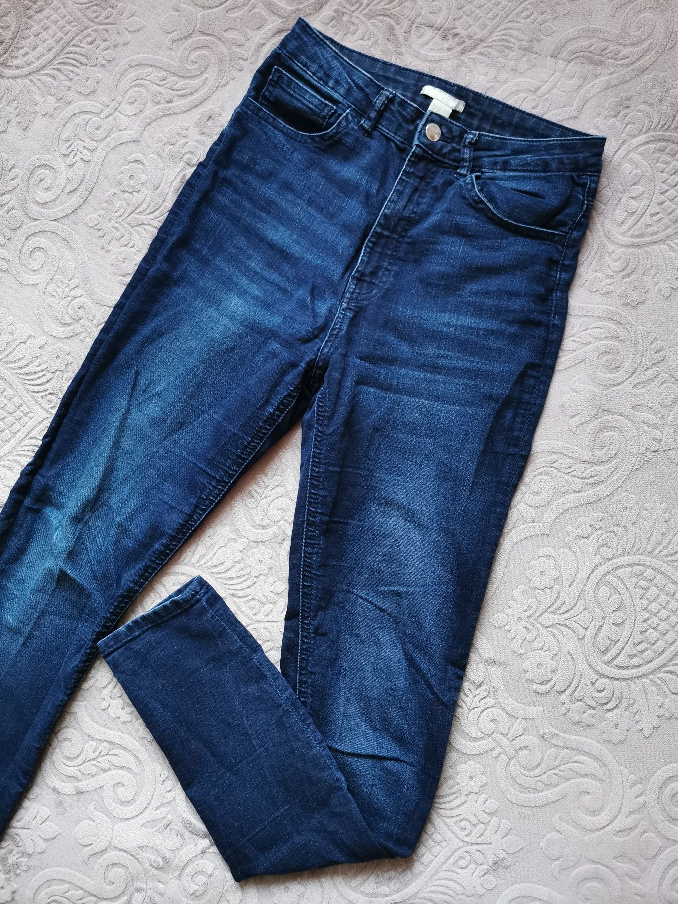 Jeansy dżinsy granatowe H&M wysoki stan skinny M 38 vintage boho