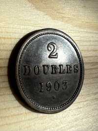 Монета 2 дублі, 1903 р.Гернсі !!рідкіcна монета R*-категорії!!