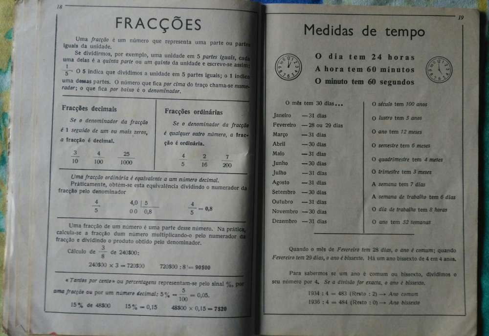 Tabuada, Noções de aritmética e Sistema métrico