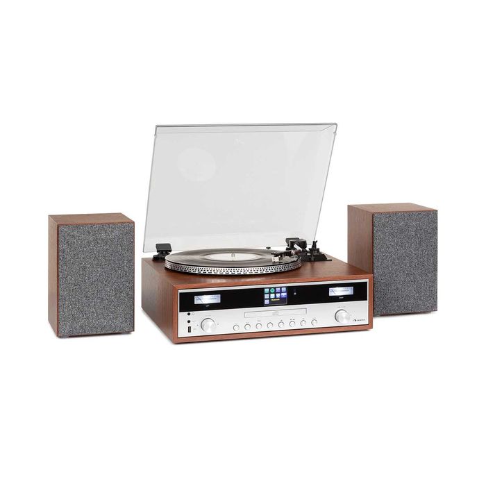 Виниловый проигрыватель BT/USB/AUX/CD/TAPE Auna Oakland DAB Retro