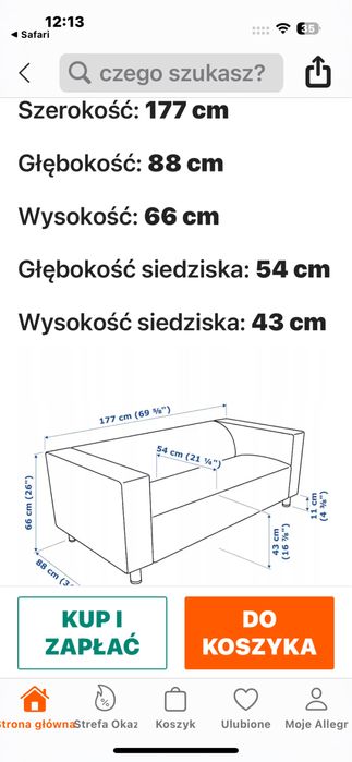 Sofa IKEA Klippen czarna, 2 sztuki